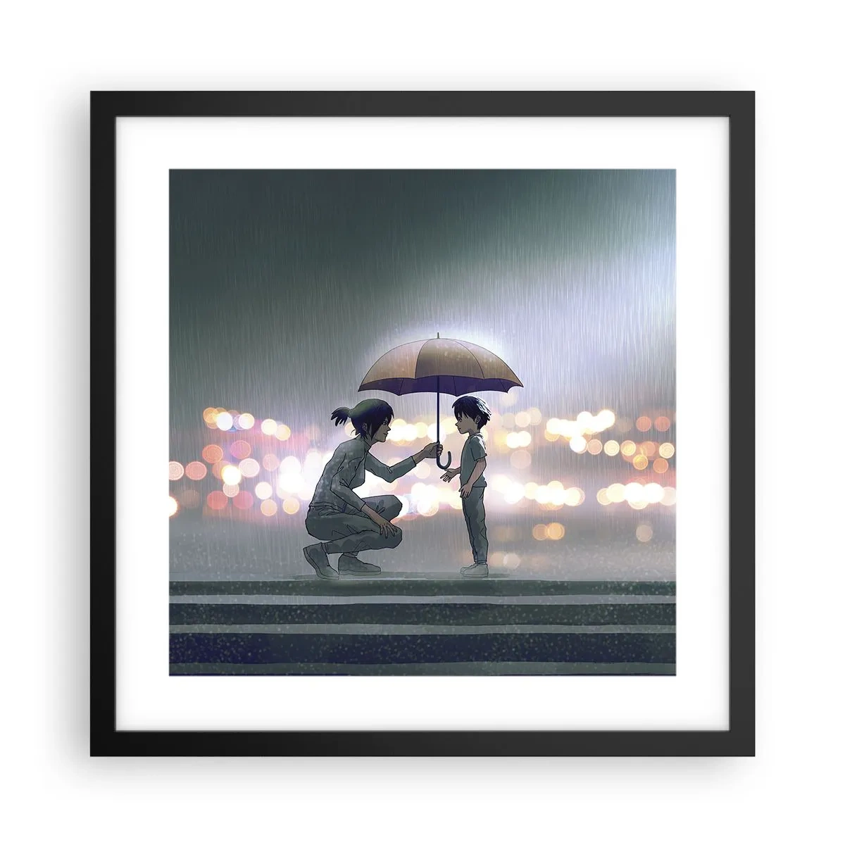 Plakat i sort ramme - Og alt er godt nu - 40x40 cm