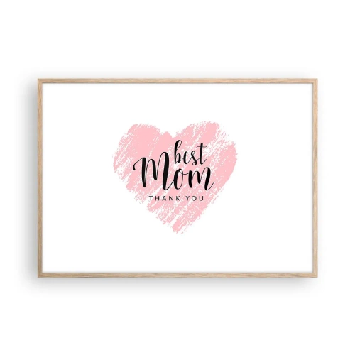 Plakat i ramme af lyst egetræ - Altid det rette øjeblik - 100x70 cm