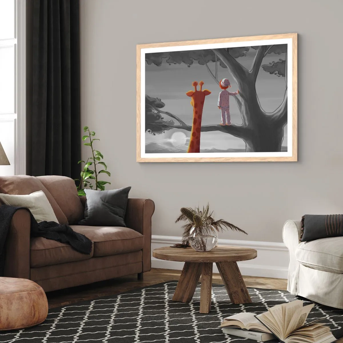 Plakat i ramme af lyst egetræ - Det sker virkelig - 70x50 cm