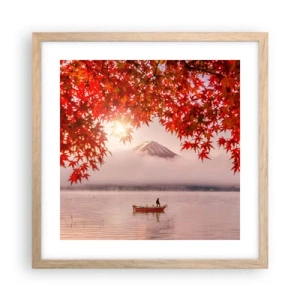 Plakat i ramme af lyst egetræ - I en japansk atmosfære - 40x40 cm