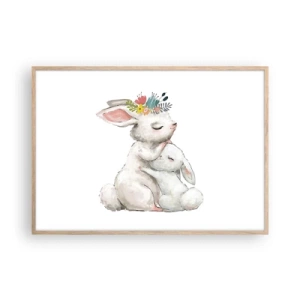 Plakat i ramme af lyst egetræ - Der er intet sted som hos mor - 100x70 cm