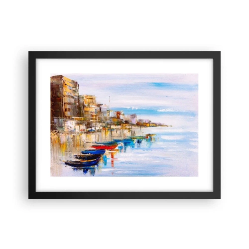 Plakat i sort ramme - Flerfarvet urban havn - 40x30 cm