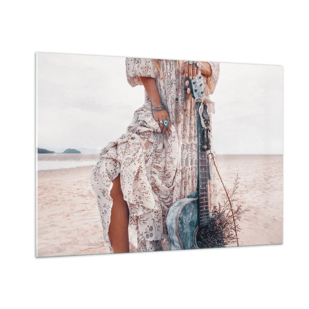 Billede på glas - Børn blomster på vej - 100x70 cm