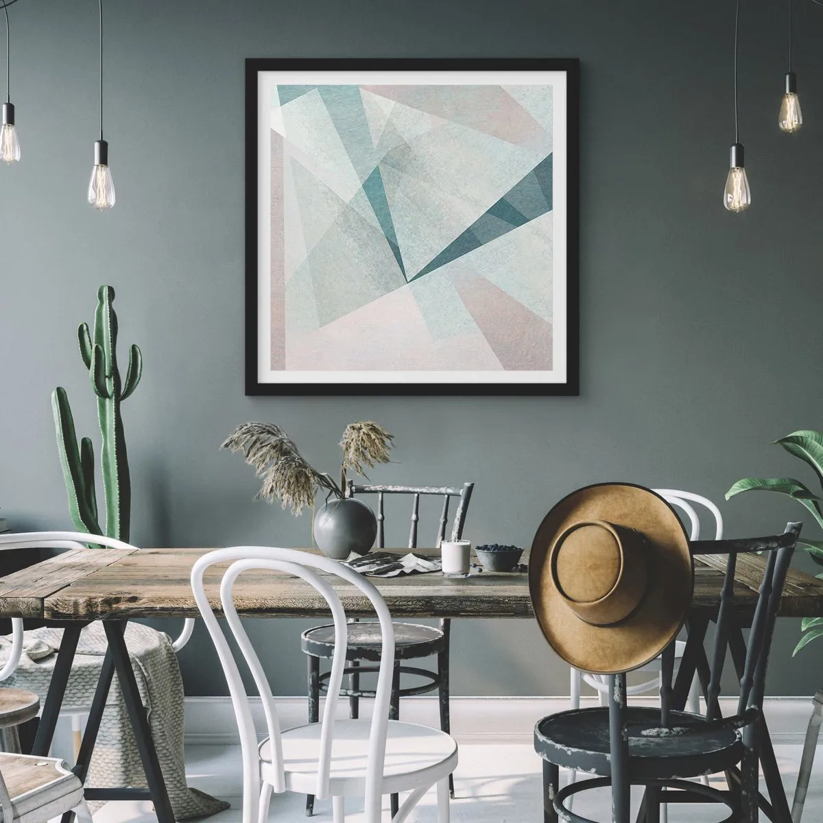 Plakat i sort ramme - Rolig og alligevel dynamisk - 60x60 cm