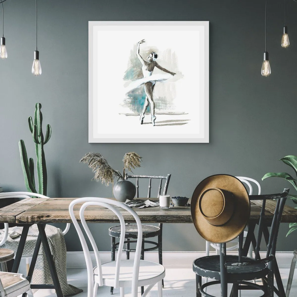 Plakat i hvid ramme - Fortryllet til en svane - 60x60 cm