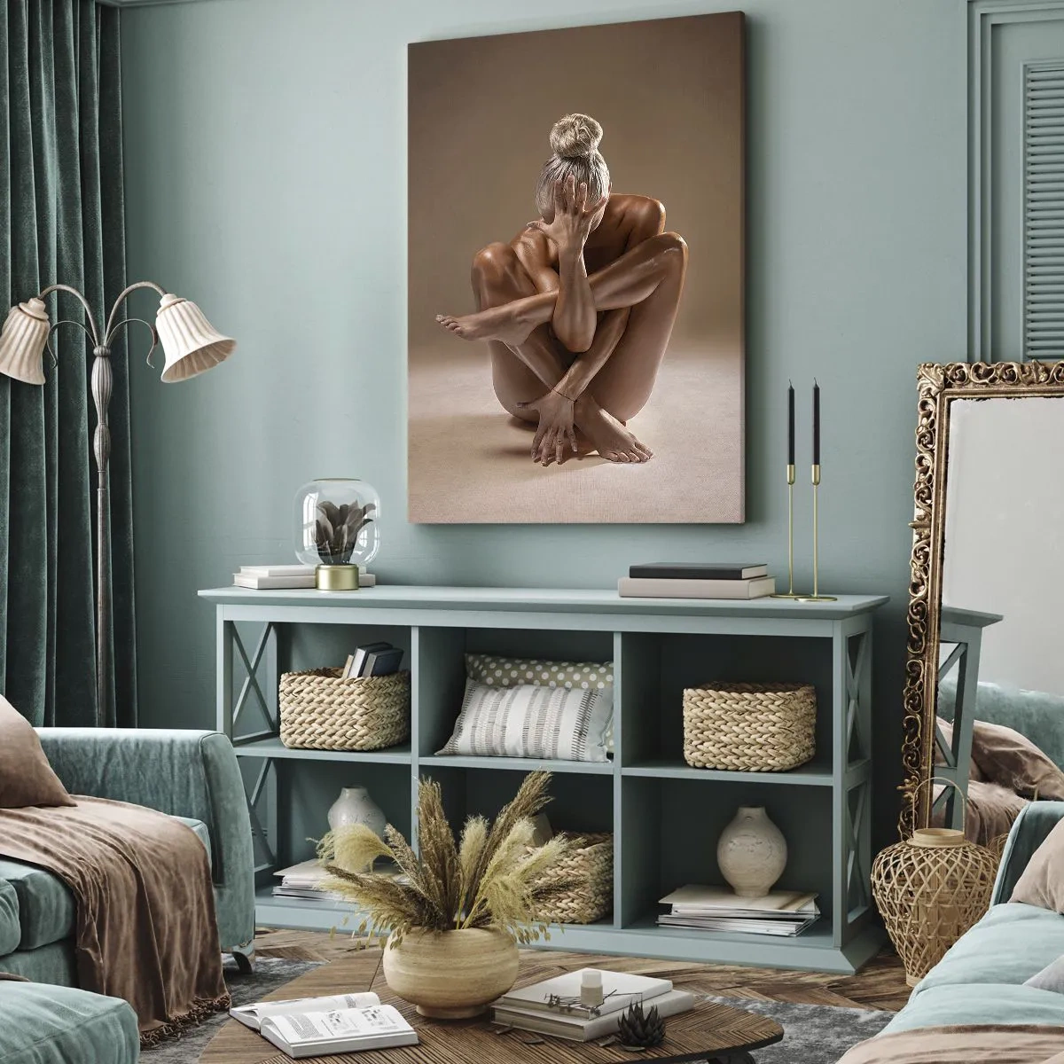 Lærredstryk - Billede på lærred - Enhed mellem krop og ånd - 55x100 cm