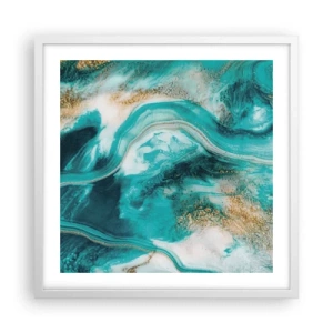 Plakat i hvid ramme - Flod af guld - 50x50 cm