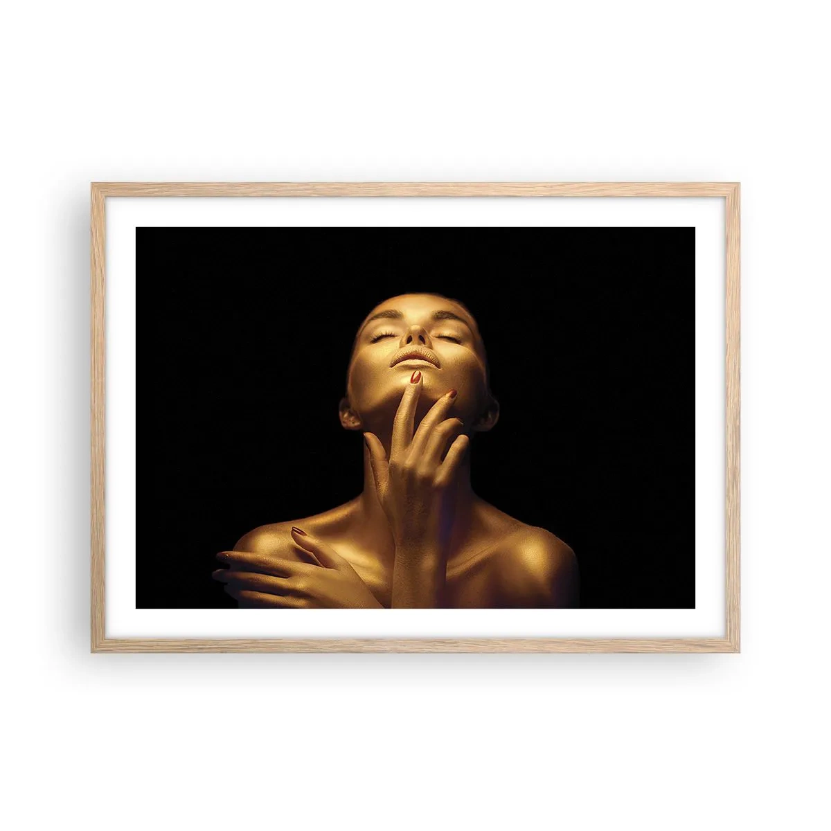 Plakat i ramme af lyst egetræ - Som gylden silke - 70x50 cm