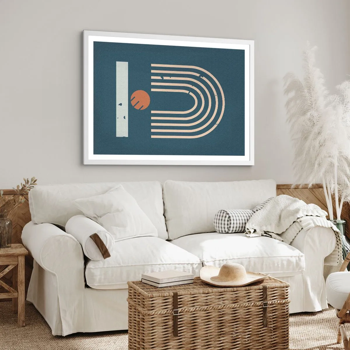 Plakat i hvid ramme - Geometri på granatæble - 100x70 cm