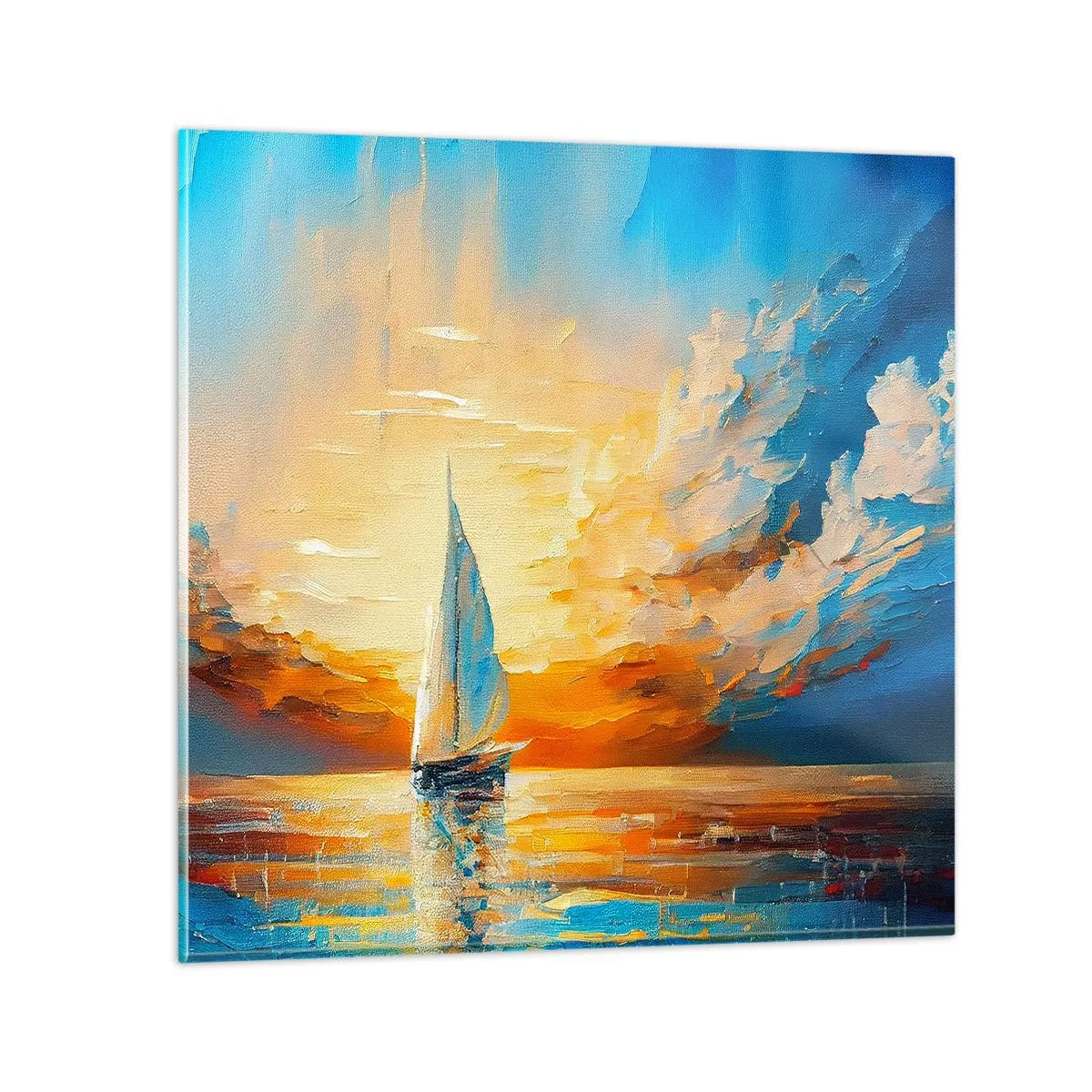 Billede på glas - Sejler i guld - 60x60 cm