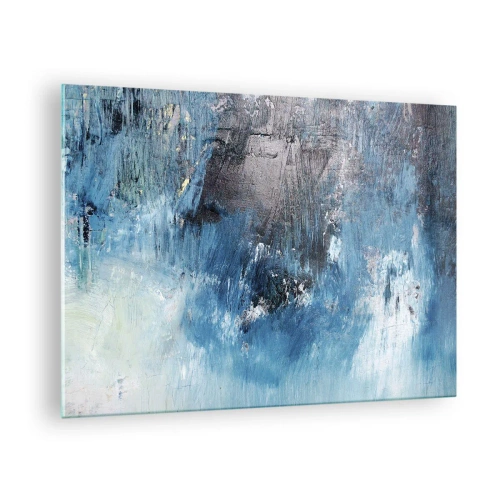 Billede på glas - Abstrakt komposition i blå nuancer - 70x50cm - Blå rapsodi - Moderne vægdekoration til stue og soveværelse ARTTOR