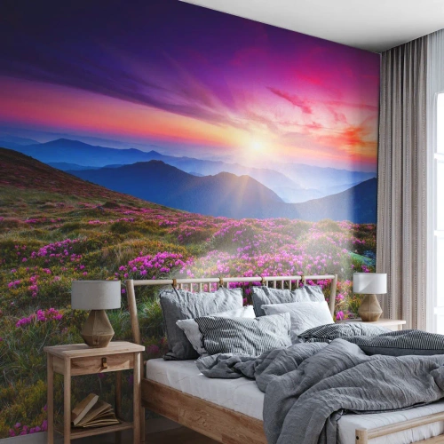 Fototapet Premium Sand - Urter duftede friske bundter fra niw - Landskab, Bjerge, Blomster - 100x70 cm