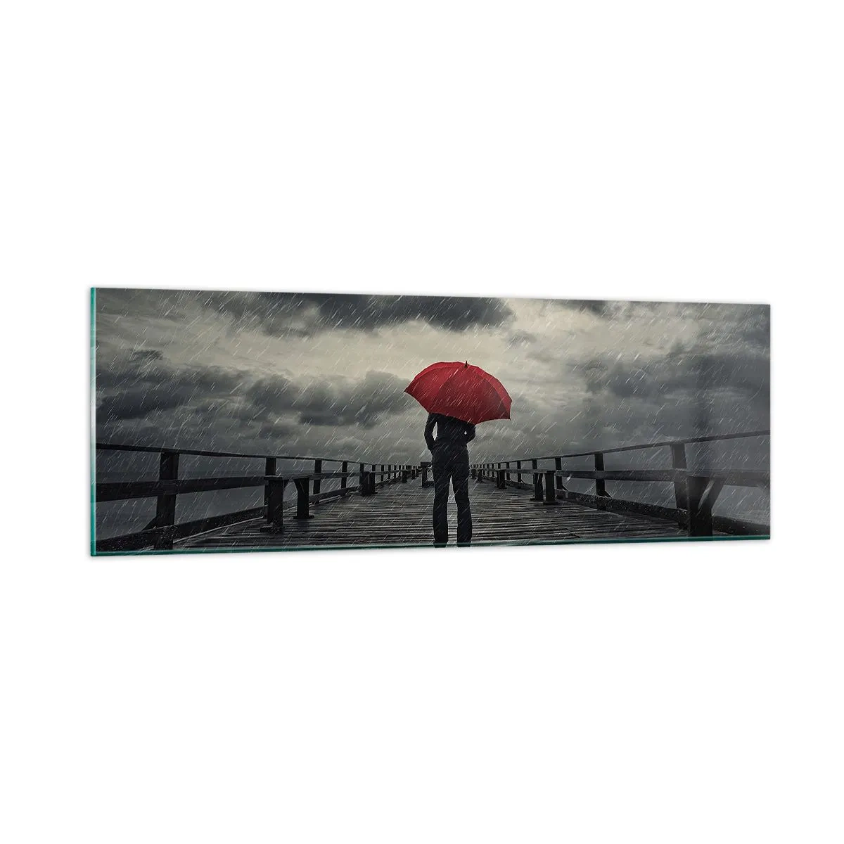 Billede på glas - Det er ingenting, hvis det regner - 90x30 cm