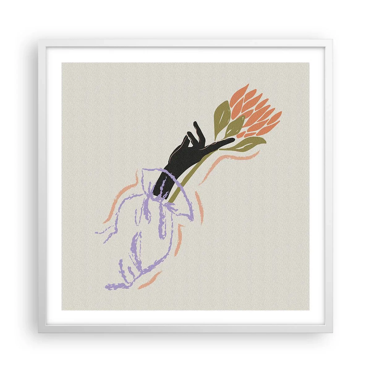 Plakat i hvid ramme - En søsterlig berøring - 60x60 cm