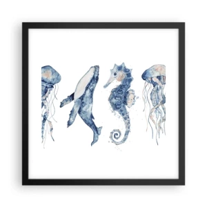 Plakat i sort ramme - Havets vidundere - 40x40 cm