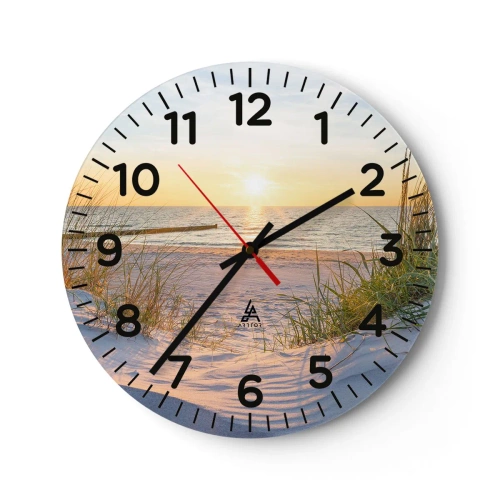 Vægur, Uret - Havet brummer, fuglene synger, en vild strand midt i græsset.... - 30x30 cm