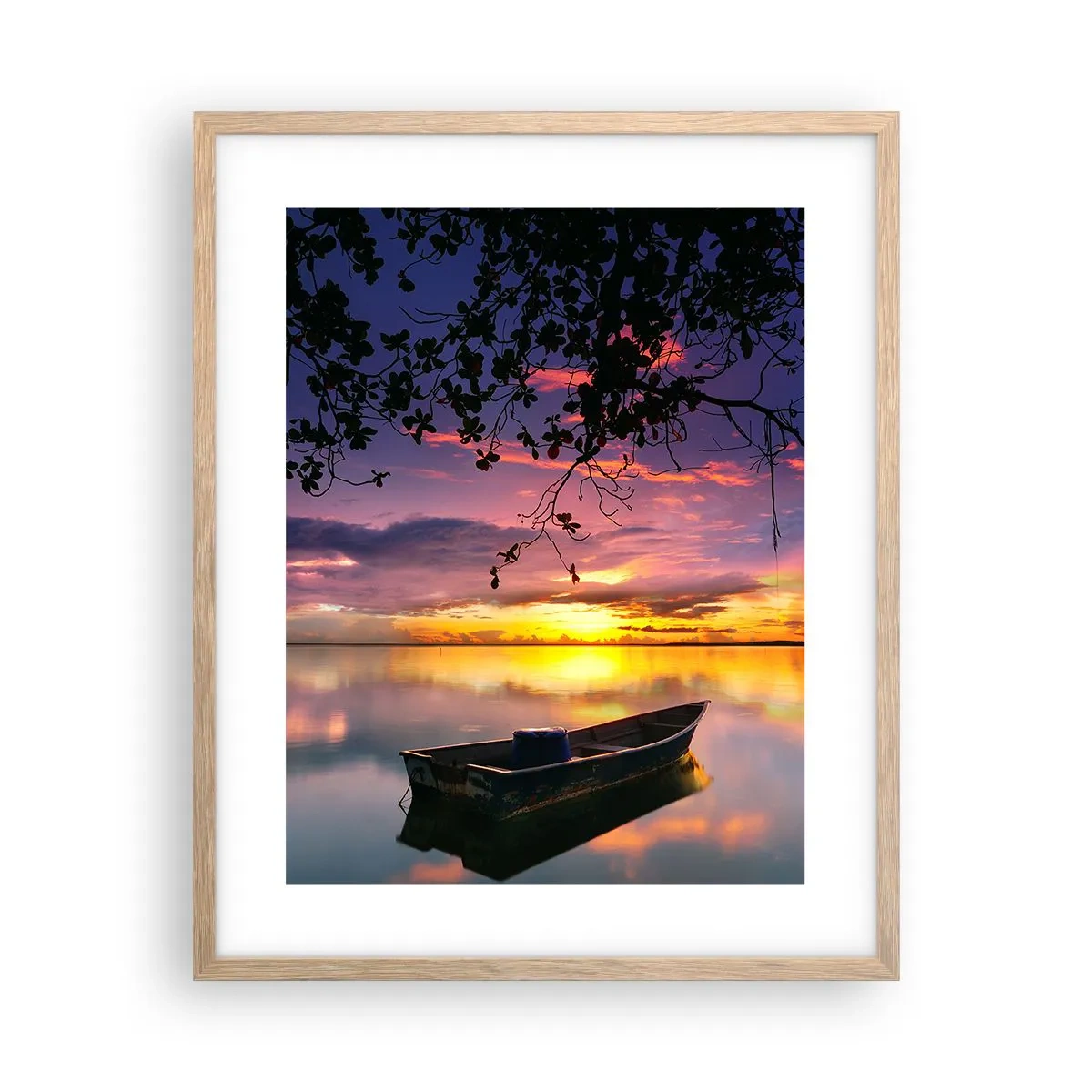 Plakat i ramme af lyst egetræ - "Det ser ud til, at du hænger midt på himlen..." - 40x50 cm