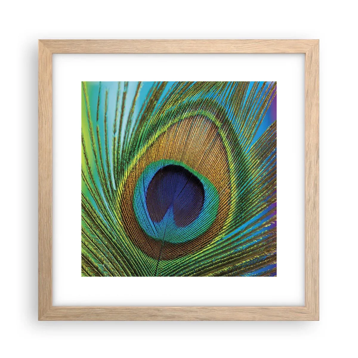 Plakat i ramme af lyst egetræ - Øje mod øje - 30x30 cm