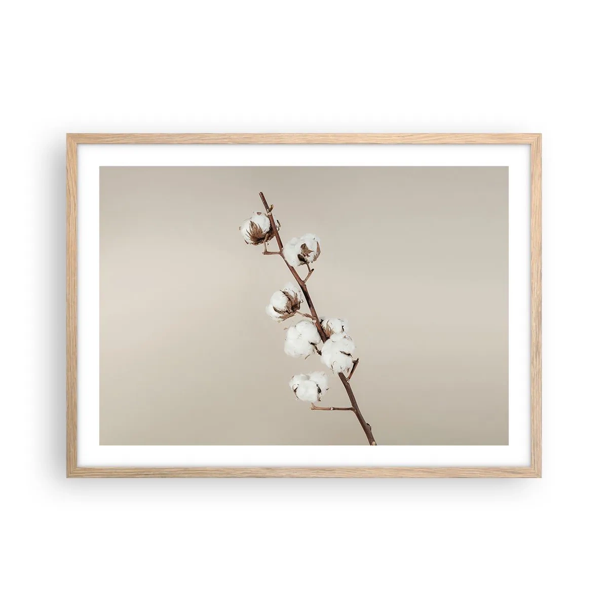 Plakat i ramme af lyst egetræ - Ved kilden til blødhed - 70x50 cm
