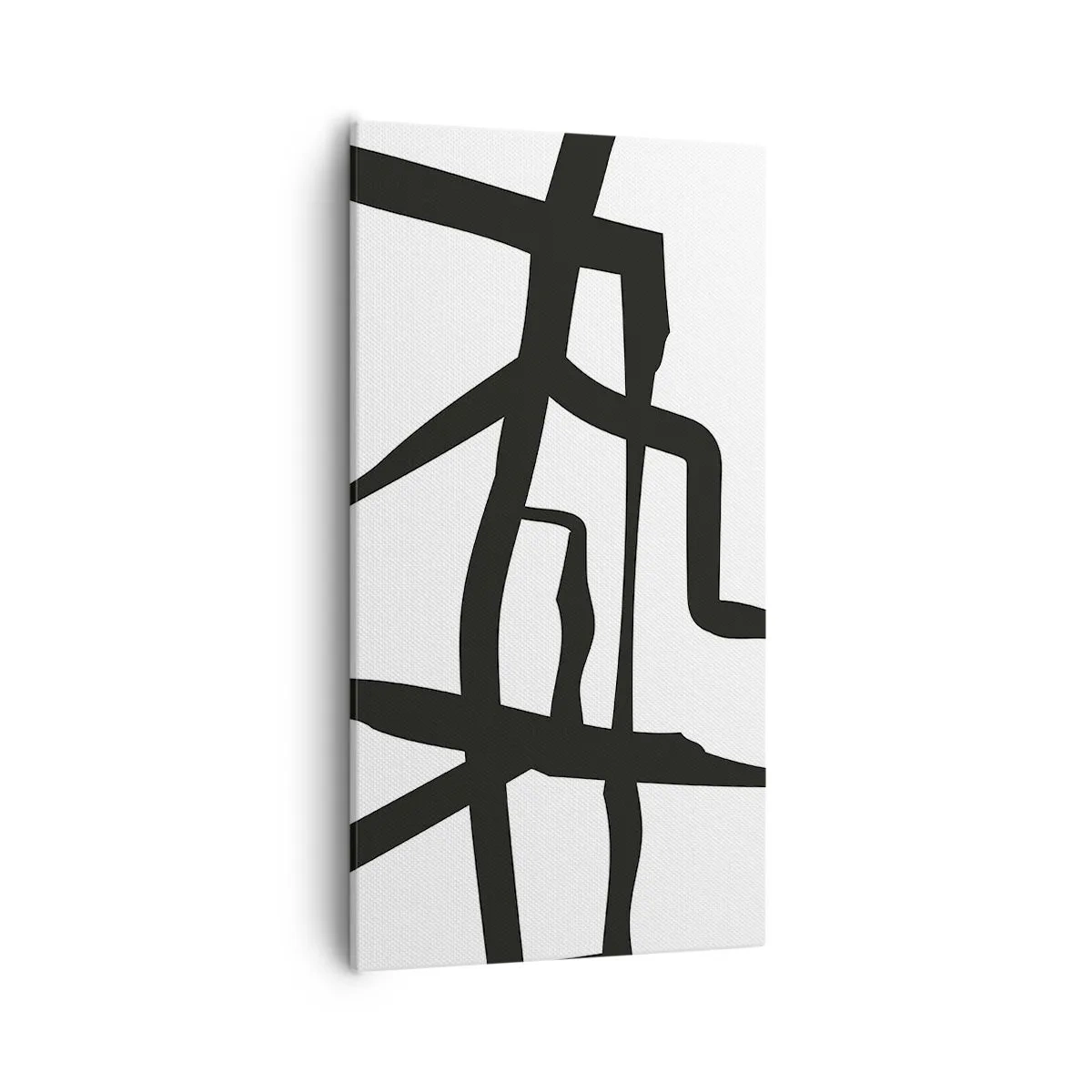 Lærredstryk - Billede på lærred - Sort og hvid konstruktion - 55x100 cm