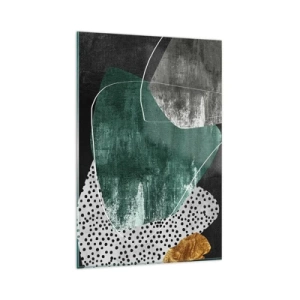 Billede på glas - Farverig abstraktion med en guldflager - 80x120 cm