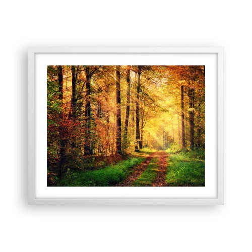 Plakat i hvid ramme - Skovgylden stilhed - 50x40 cm