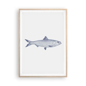 Plakat i ramme af lyst egetræ - Hilsner fra de nordlige have - 70x100 cm