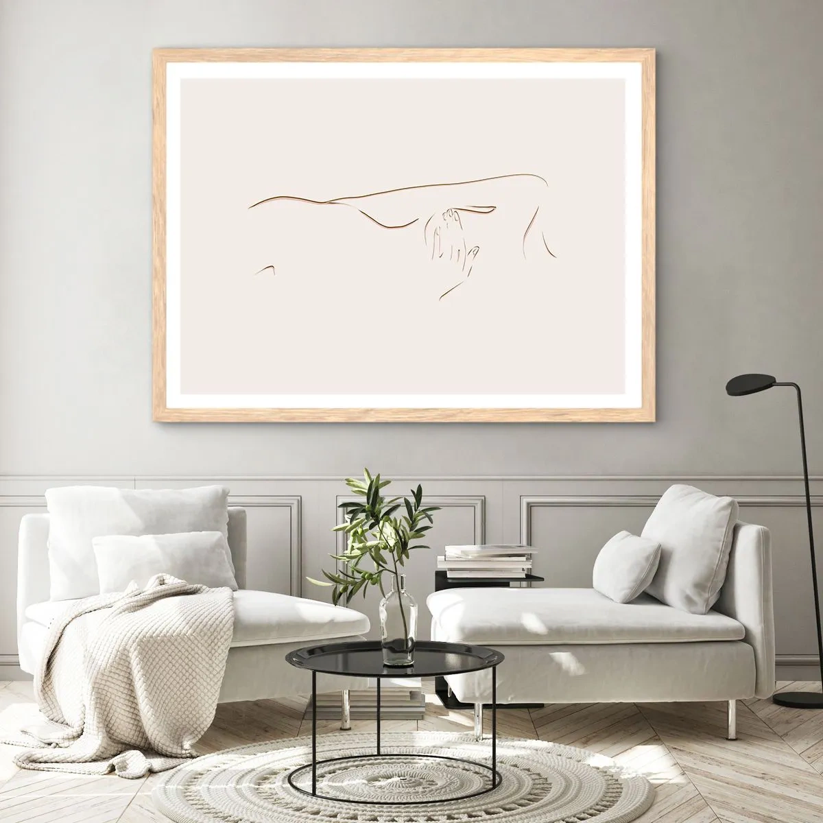 Plakat i ramme af lyst egetræ - Begærets form - 50x40 cm