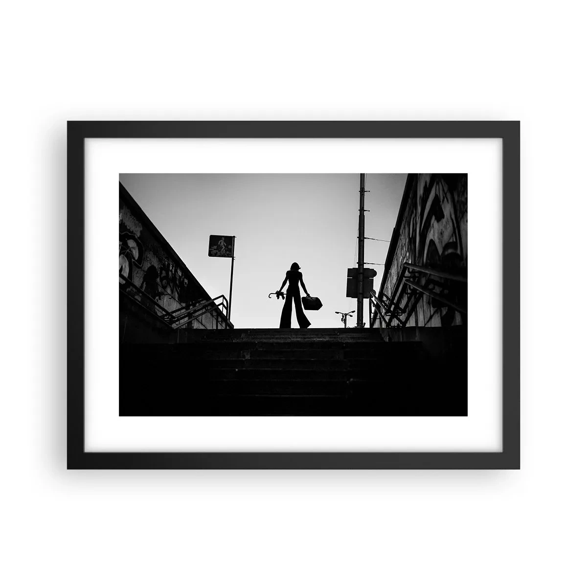 Plakat i sort ramme - Vandring i byen - 40x30 cm