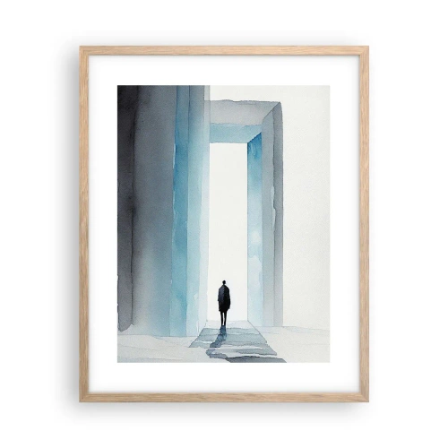 Plakat i ramme af lyst egetræ - Lev uden grænser - 40x50 cm