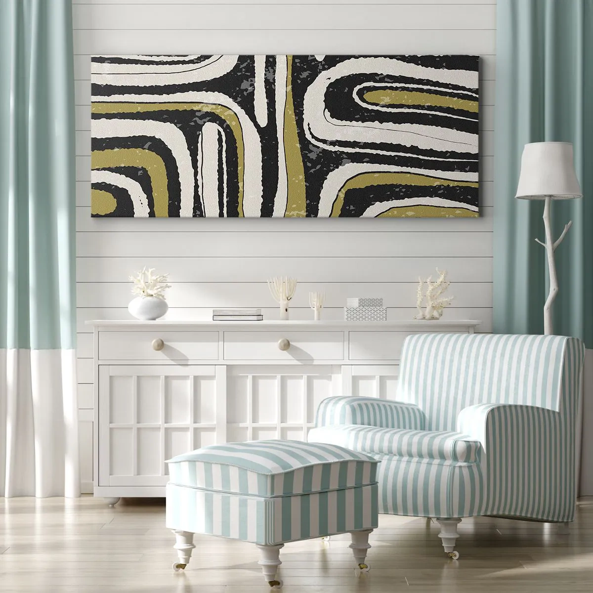 Lærredstryk - Billede på lærred - Komposition: stier og gyder - 90x30 cm