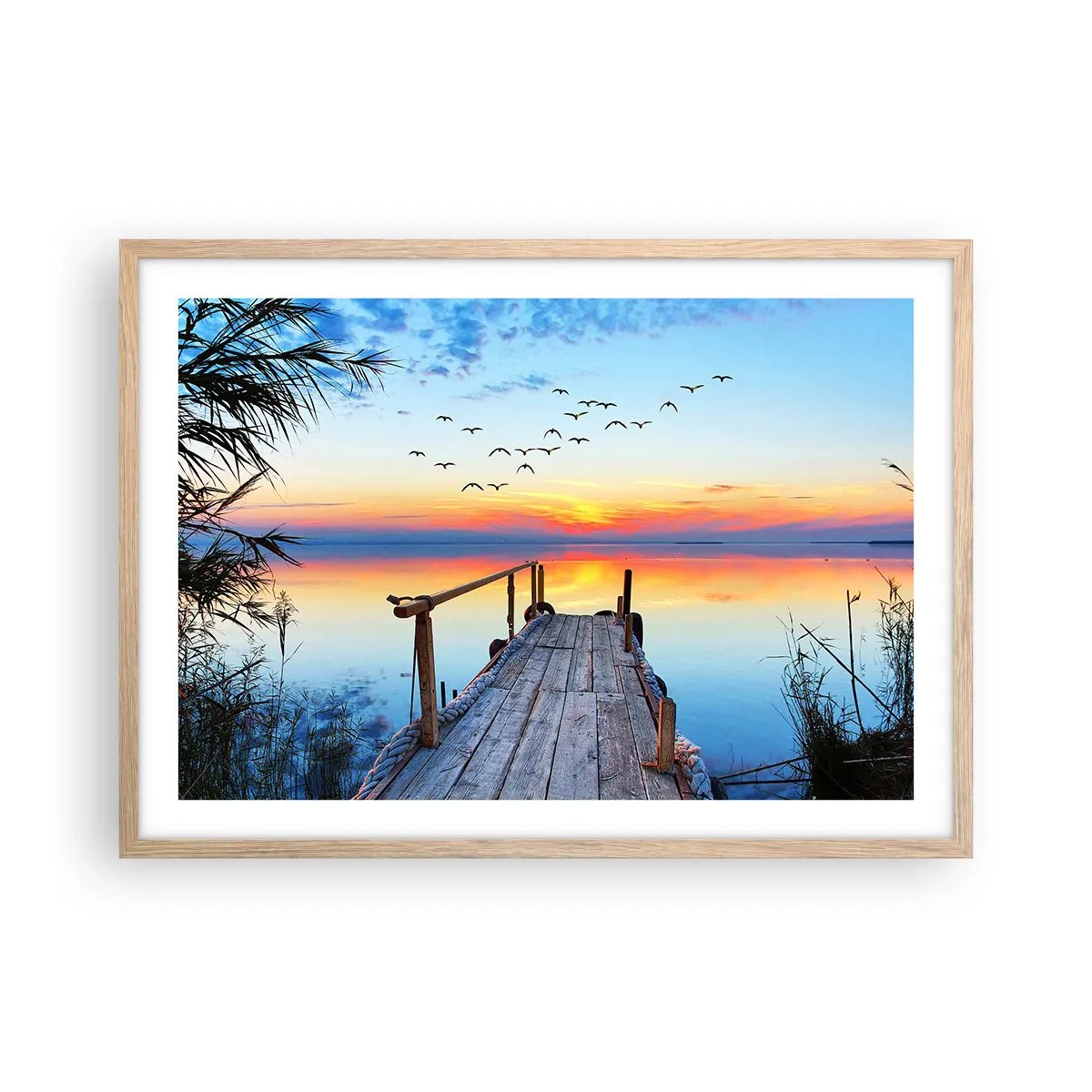 Plakat i ramme af lyst egetræ - Tid til at tage tilbage... - 70x50 cm