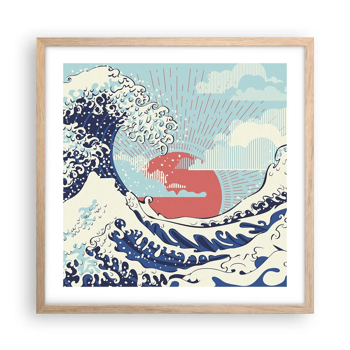 Plakat i ramme af lyst egetræ - Fra japanske inspirationer - 50x50 cm