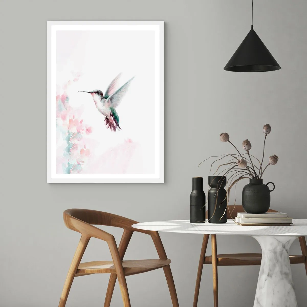 Plakat i hvid ramme - Stoppet i flagren - 70x100 cm