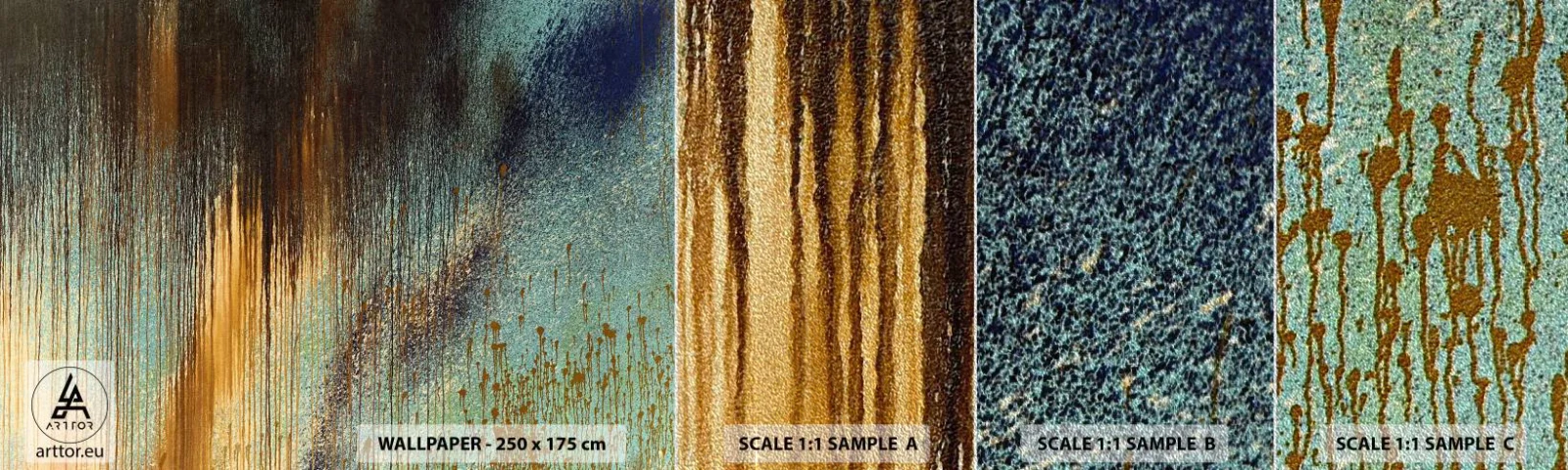 Prøve Fototapet Premium Sand - En utilsigtet farverig komposition - Abstraktion, Industriel, Maling - 100x30 cm