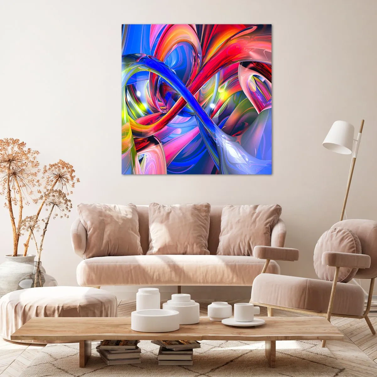 Lærredstryk - Billede på lærred - En dans af farver - 70x70 cm