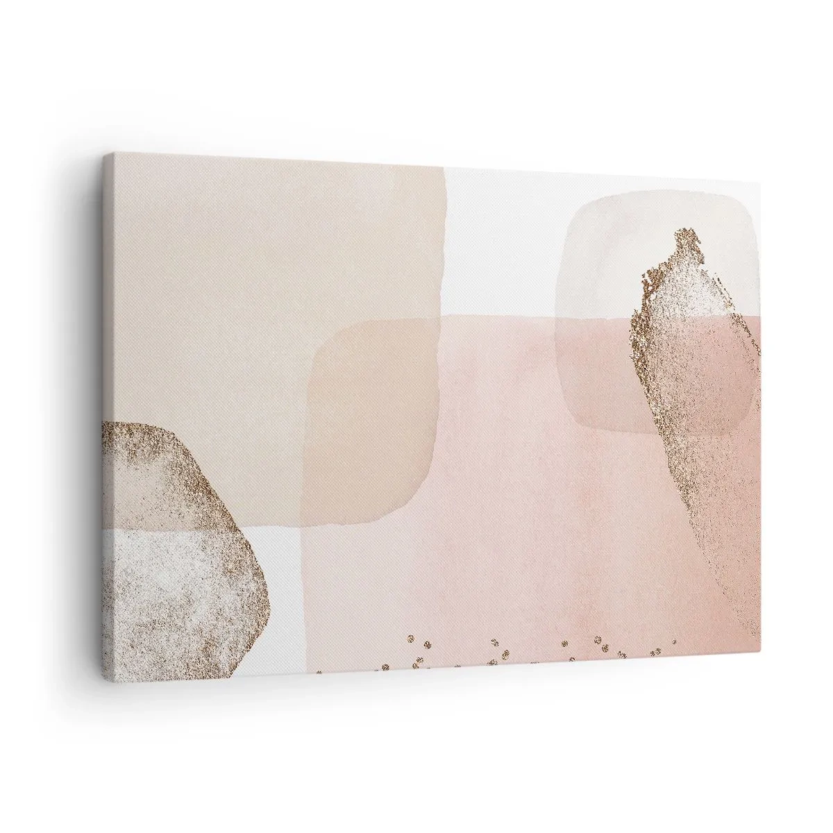 Lærredstryk - Billede på lærred - Pastelpletter med guldelementer - 70x50cm - Et kig gennem farver - Moderne vægdekoration til stue og soveværelse ARTTOR