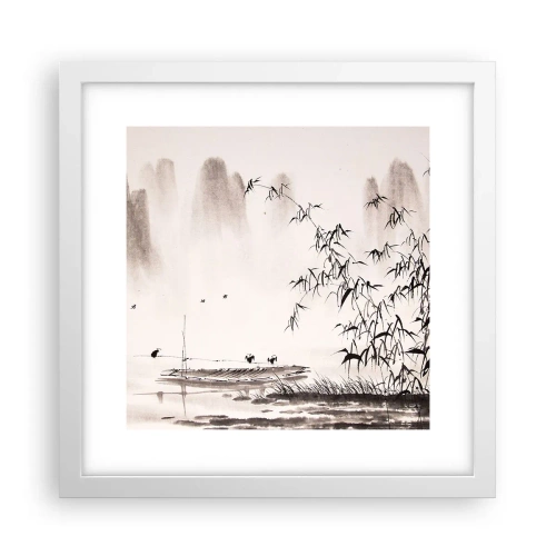 Plakat i hvid ramme - Stilhed i rismarkerne - 30x30 cm