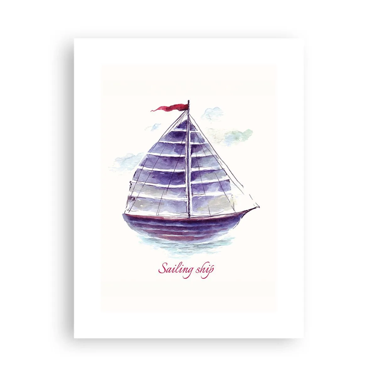 Plakat - Fulde sejl og roligt vand - 30x40 cm