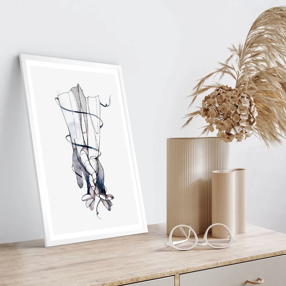 Plakat i hvid ramme - En undersøgelse af berøring - 70x100 cm