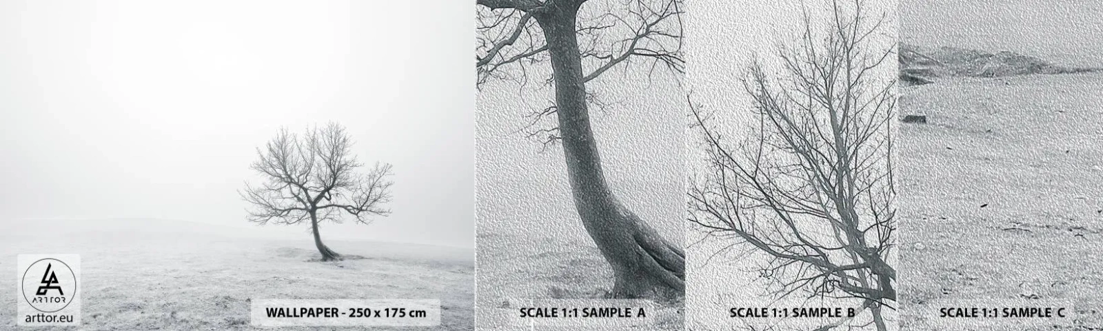 Prøve Fototapet Premium Sand - Mod intetheden - Landskab, Træ, Natur - 100x30 cm