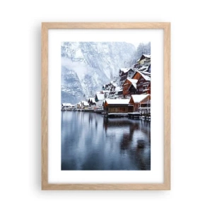 Plakat i ramme af lyst egetræ - I en vinterdekoration - 30x40 cm