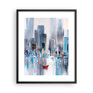 Plakat i sort ramme - Metropolis ved bugten - 40x50 cm