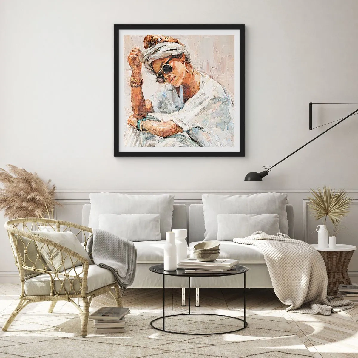 Plakat i sort ramme - Portræt i fuldt sollys - 30x30 cm