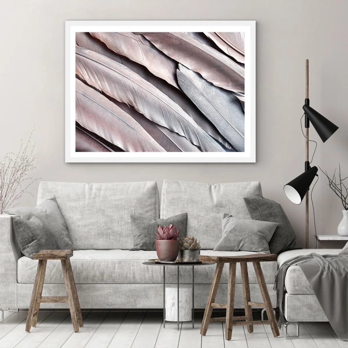 Plakat i hvid ramme - I lyserødt sølv - 100x70 cm