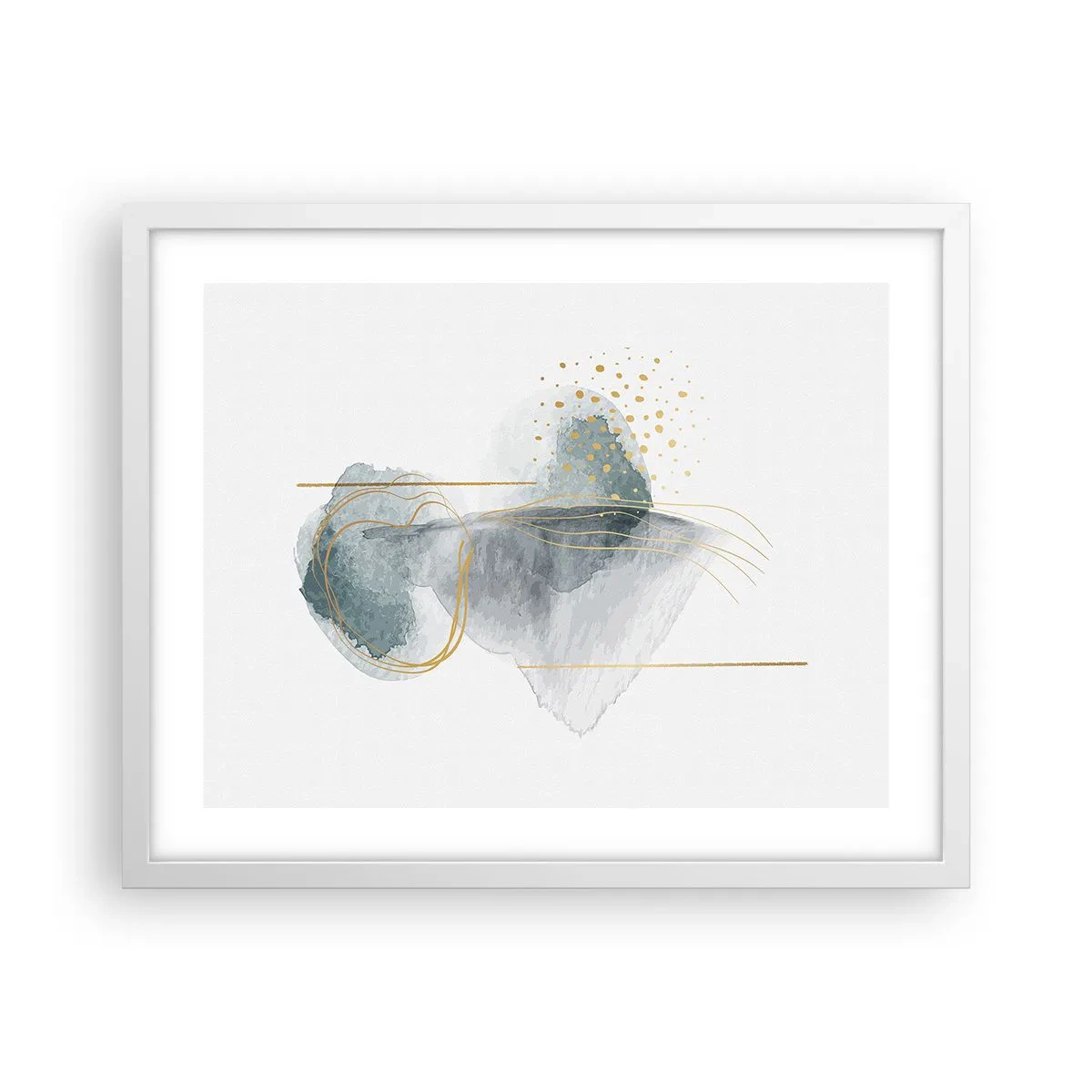 Plakat i hvid ramme - Om forholdet mellem grå og guld - 50x40 cm
