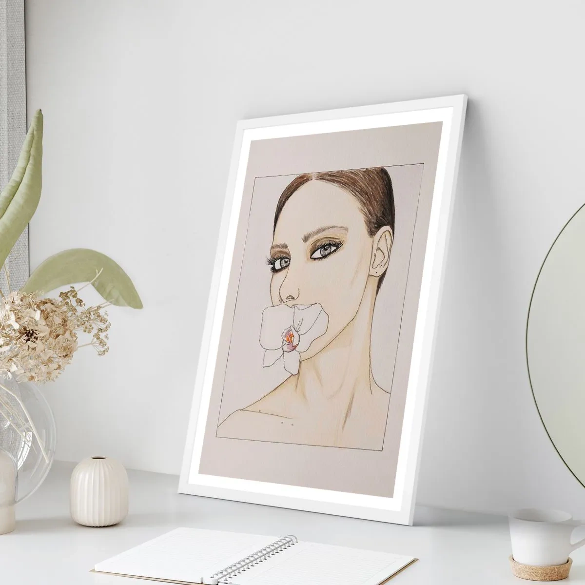 Plakat i hvid ramme - Et symbol på elegance og skønhed - 70x100 cm