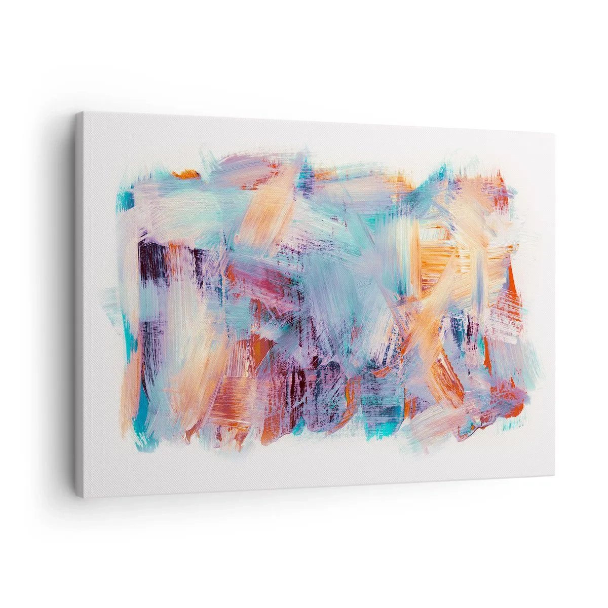 Lærredstryk - Billede på lærred - Farverige penselstrøg i en abstrakt komposition - 70x50cm - Farverigt rod - Moderne vægdekoration til stue og soveværelse ARTTOR