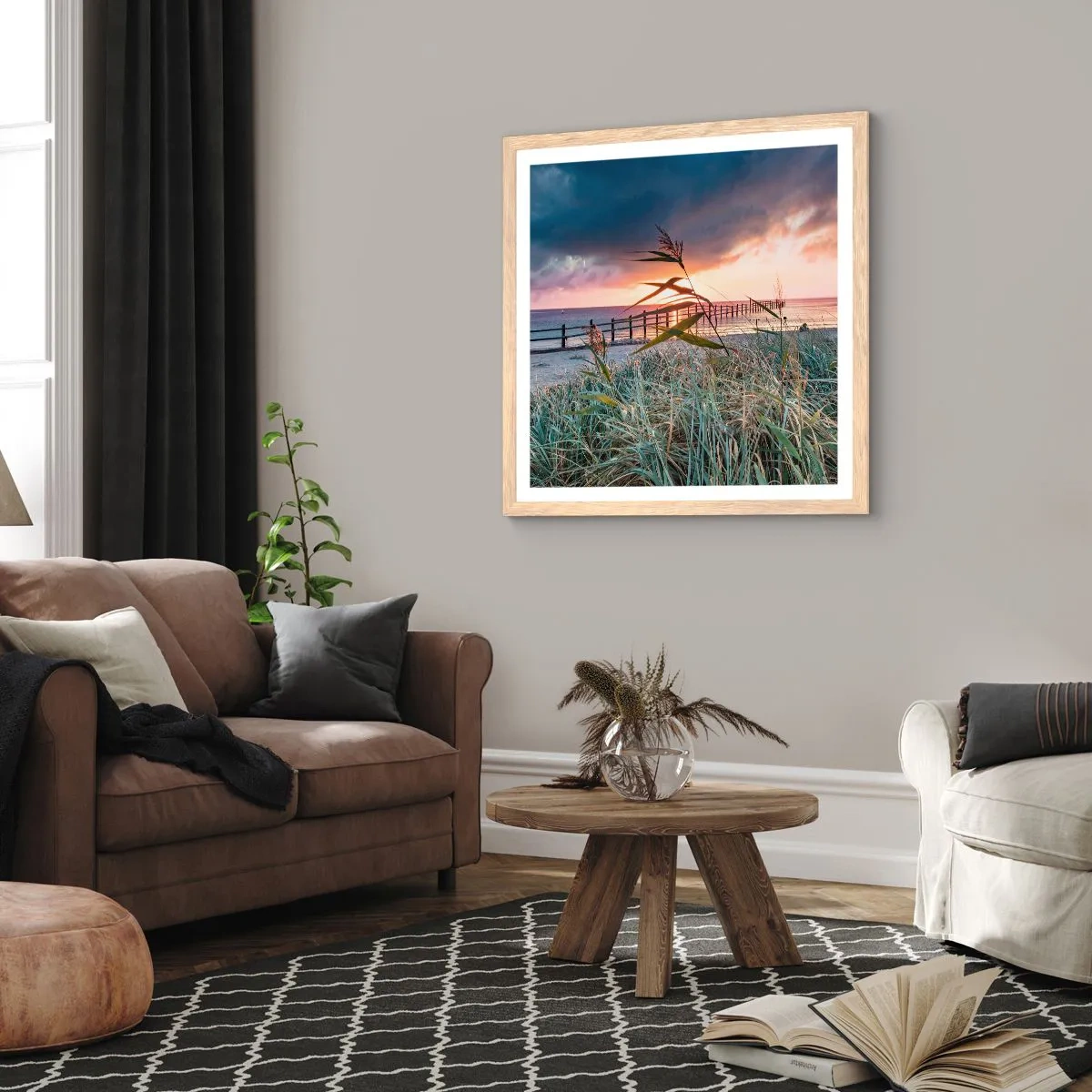 Plakat i ramme af lyst egetræ - Ikke passerer med vinden - 60x60 cm