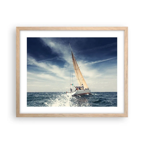 Plakat i ramme af lyst egetræ - De kan ikke indhente os! - 50x40 cm